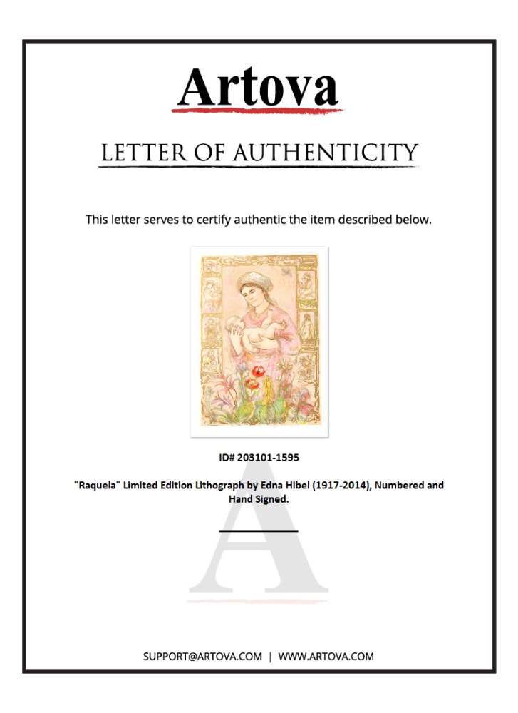 "Raquela" LE 27x37 Lithograph by Edna Hibel (Artova) at PristineAuction.com "Raquela" LE 27x37 Lithograph by Edna Hibel (Artova) at PristineAuction.com