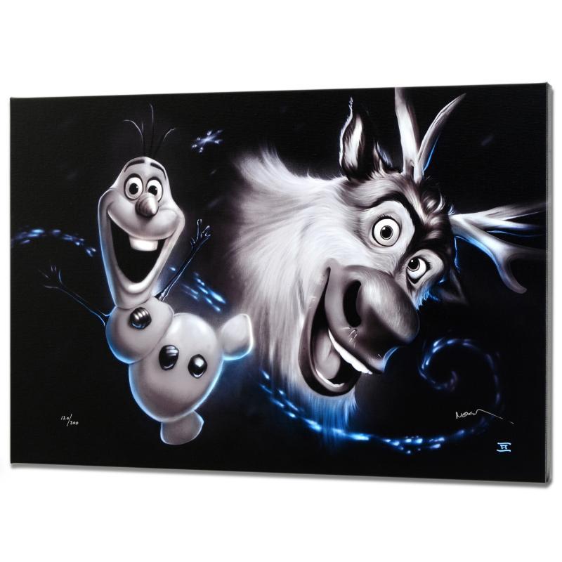 Noah Signed "Olaf & Sven" Disney Limited Edition 16x24 Giclee on Canvas from a Sold Out Edition #/300 (Disney COA) at PristineAuction.com Noah Signed "Olaf & Sven" Disney Limited Edition 16x24 Giclee on Canvas from a Sold Out Edition #/300 (Disney COA) at PristineAuction.com