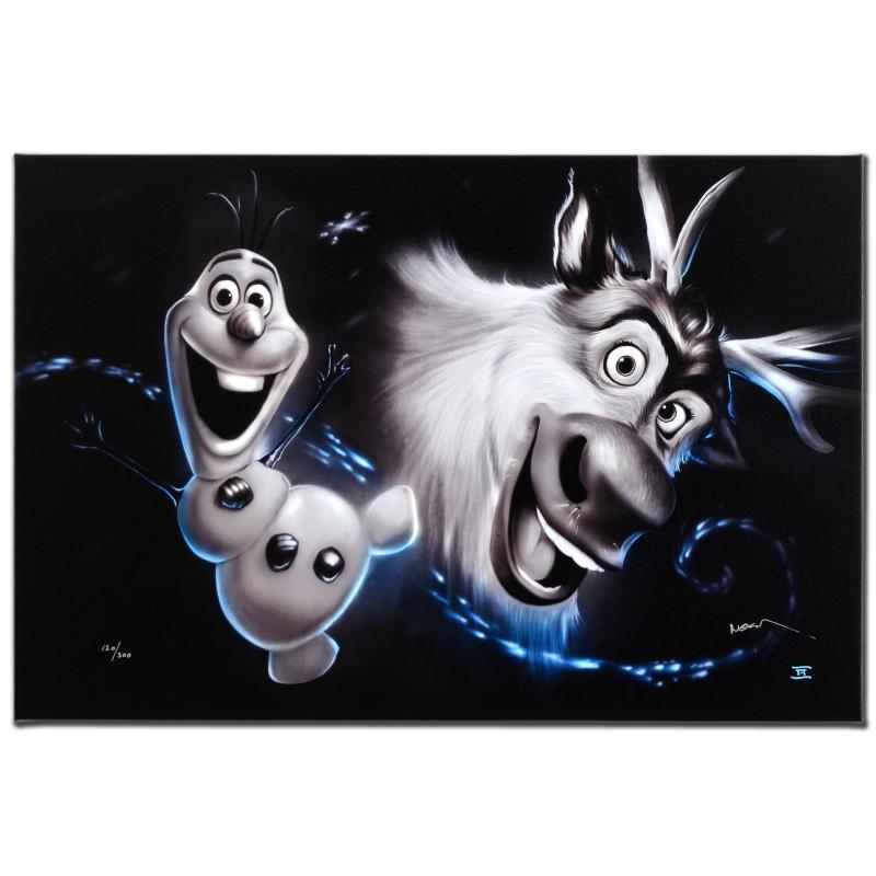 Noah Signed "Olaf & Sven" Disney Limited Edition 16x24 Giclee on Canvas from a Sold Out Edition #/300 (Disney COA) at PristineAuction.com Noah Signed "Olaf & Sven" Disney Limited Edition 16x24 Giclee on Canvas from a Sold Out Edition #/300 (Disney COA) at PristineAuction.com