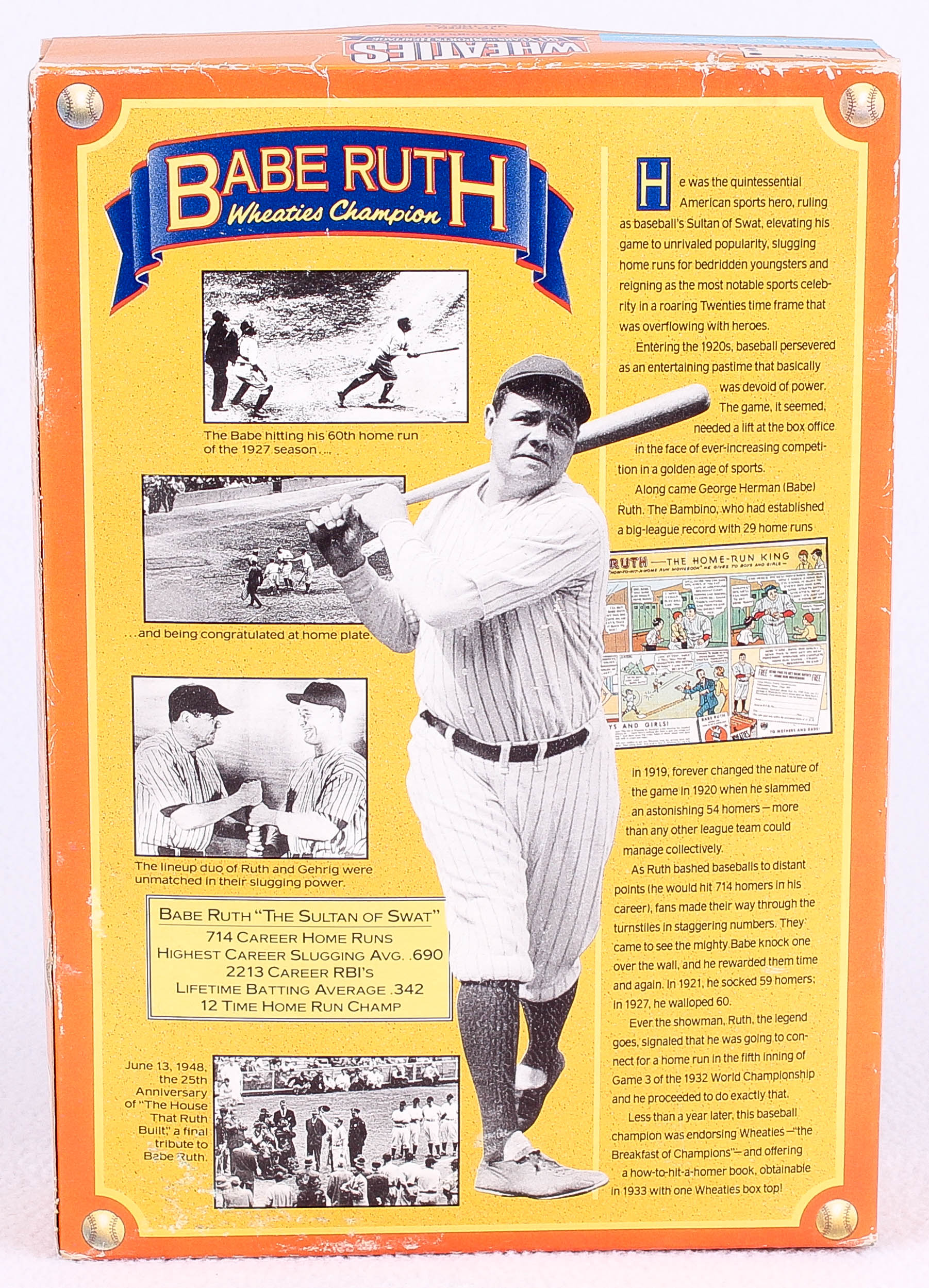 Babe Ruth "60 Years of Sports Heritage" Collectors Edition Original Sealed Wheaties Cereal Box at PristineAuction.com Babe Ruth "60 Years of Sports Heritage" Collectors Edition Original Sealed Wheaties Cereal Box at PristineAuction.com