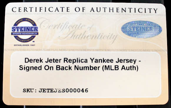 Derek Jeter Signed Yankees 35x43 Custom Framed Jersey (Steiner COA & MLB Hologram) at PristineAuction.com Derek Jeter Signed Yankees 35x43 Custom Framed Jersey (Steiner COA & MLB Hologram) at PristineAuction.com
