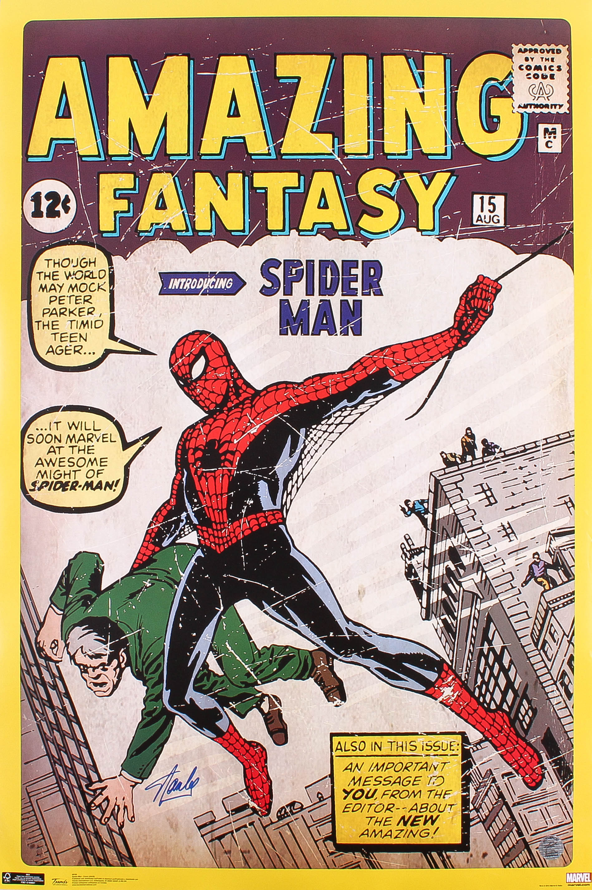 Stan Lee Signed "Spiderman" 24x36 "Amazing Fantasy" Spiderman Poster (Stan Lee Hologram) at PristineAuction.com Stan Lee Signed "Spiderman" 24x36 "Amazing Fantasy" Spiderman Poster (Stan Lee Hologram) at PristineAuction.com