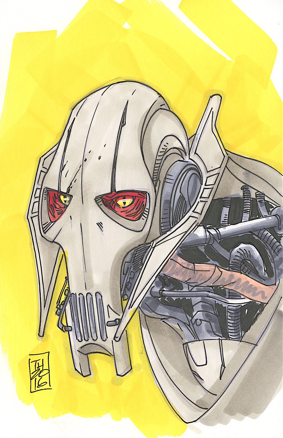 General Grievous "Star Wars" 1/1 ORIGINAL 5.5" x 8.5" Color Drawing on Paper Signed by Tom Hodges at PristineAuction.com General Grievous "Star Wars" 1/1 ORIGINAL 5.5" x 8.5" Color Drawing on Paper Signed by Tom Hodges at PristineAuction.com