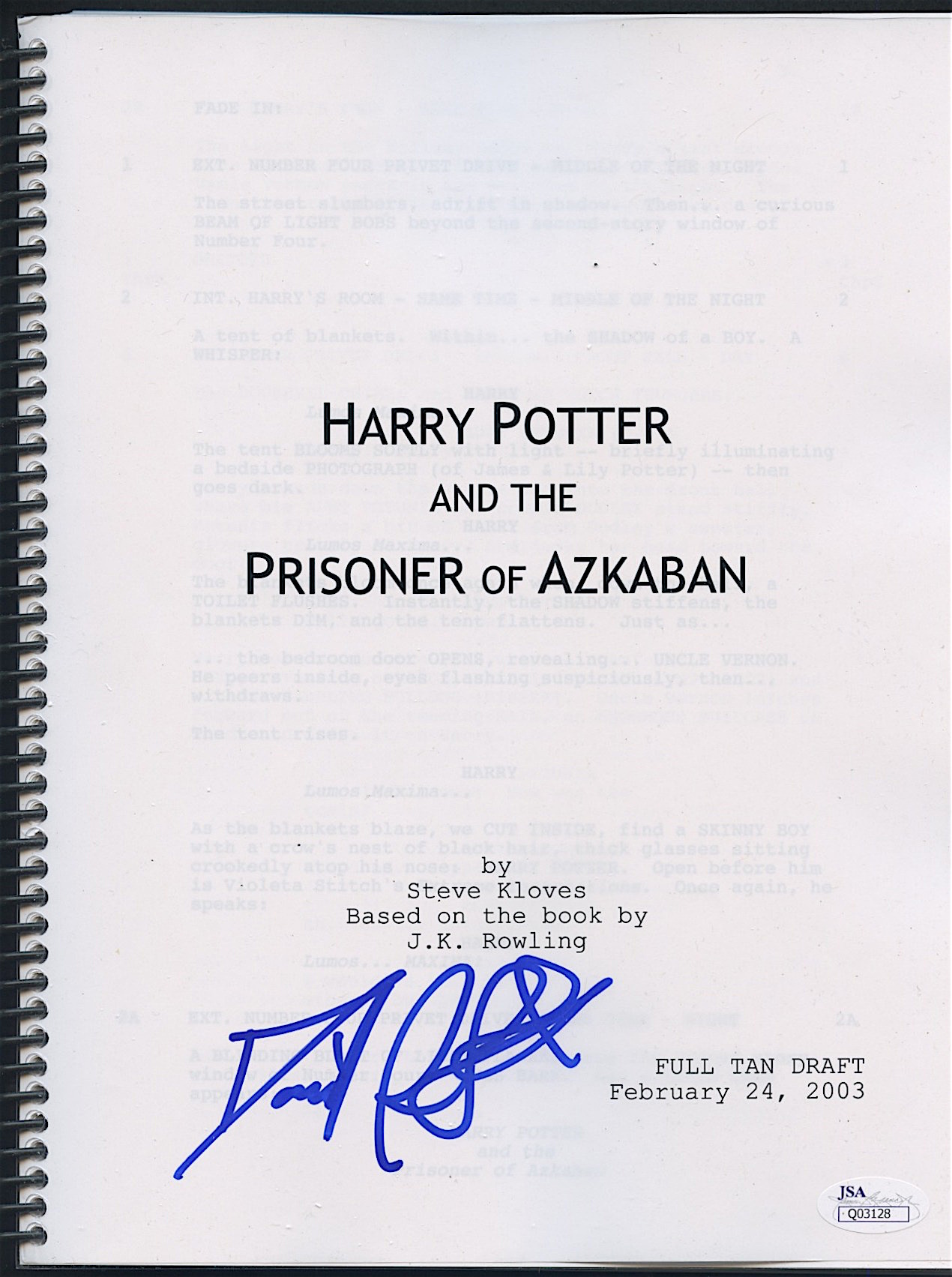 Daniel Radcliffe Signed "Harry Potter and the Prisoner of Azkaban" Full Movie Script (JSA COA) at PristineAuction.com Daniel Radcliffe Signed "Harry Potter and the Prisoner of Azkaban" Full Movie Script (JSA COA) at PristineAuction.com