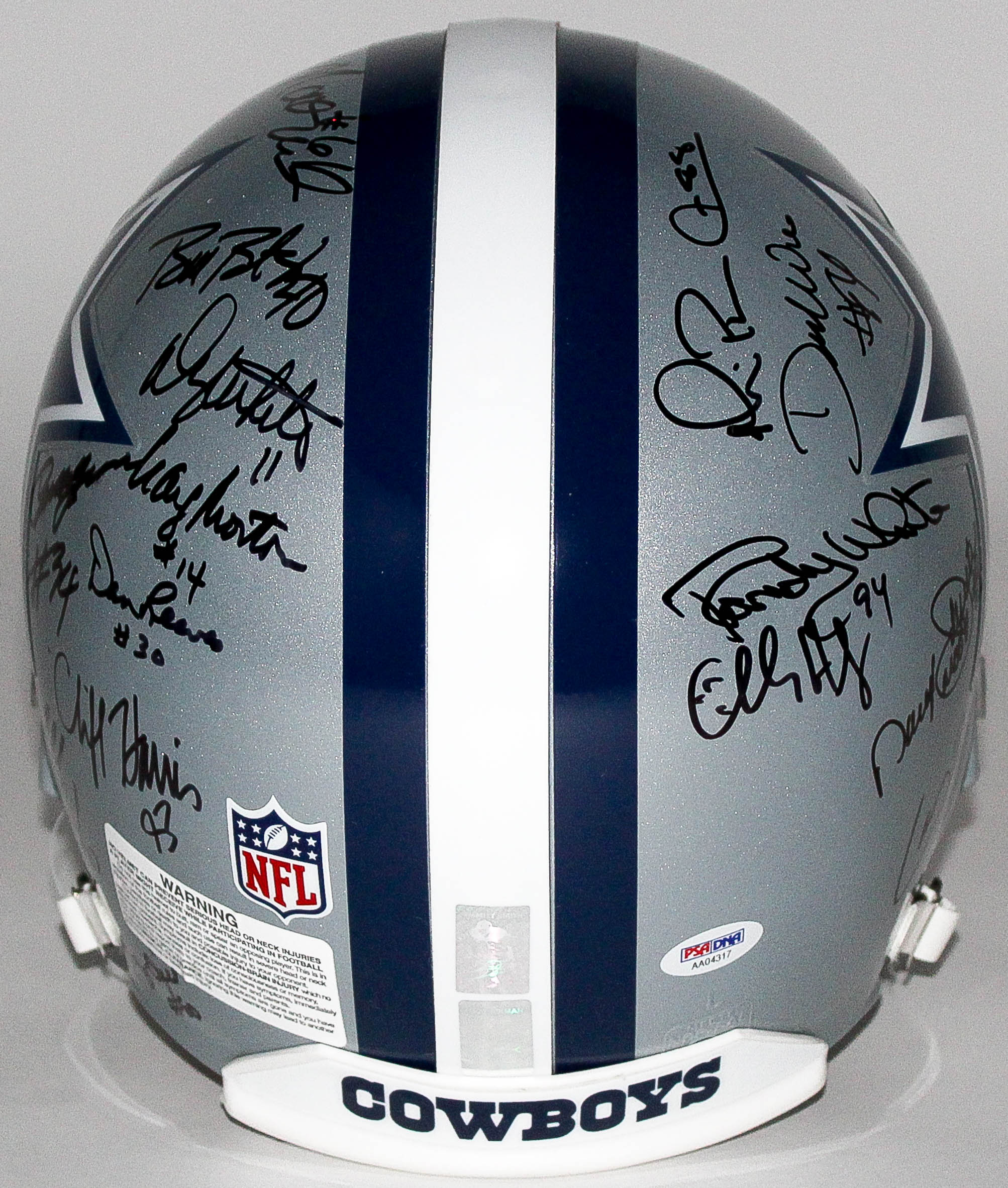 Cowboys Legends Full-Size Helmet Signed by (25) with Troy Aikman, Emmitt Smith, Roger Staubach, Michael Irvin, Daryl "Moose" Johnston, Ed "Too Tall" Jones (PSA LOA) at PristineAuction.com Cowboys Legends Full-Size Helmet Signed by (25) with Troy Aikman, Emmitt Smith, Roger Staubach, Michael Irvin, Daryl "Moose" Johnston, Ed "Too Tall" Jones (PSA LOA) at PristineAuction.com