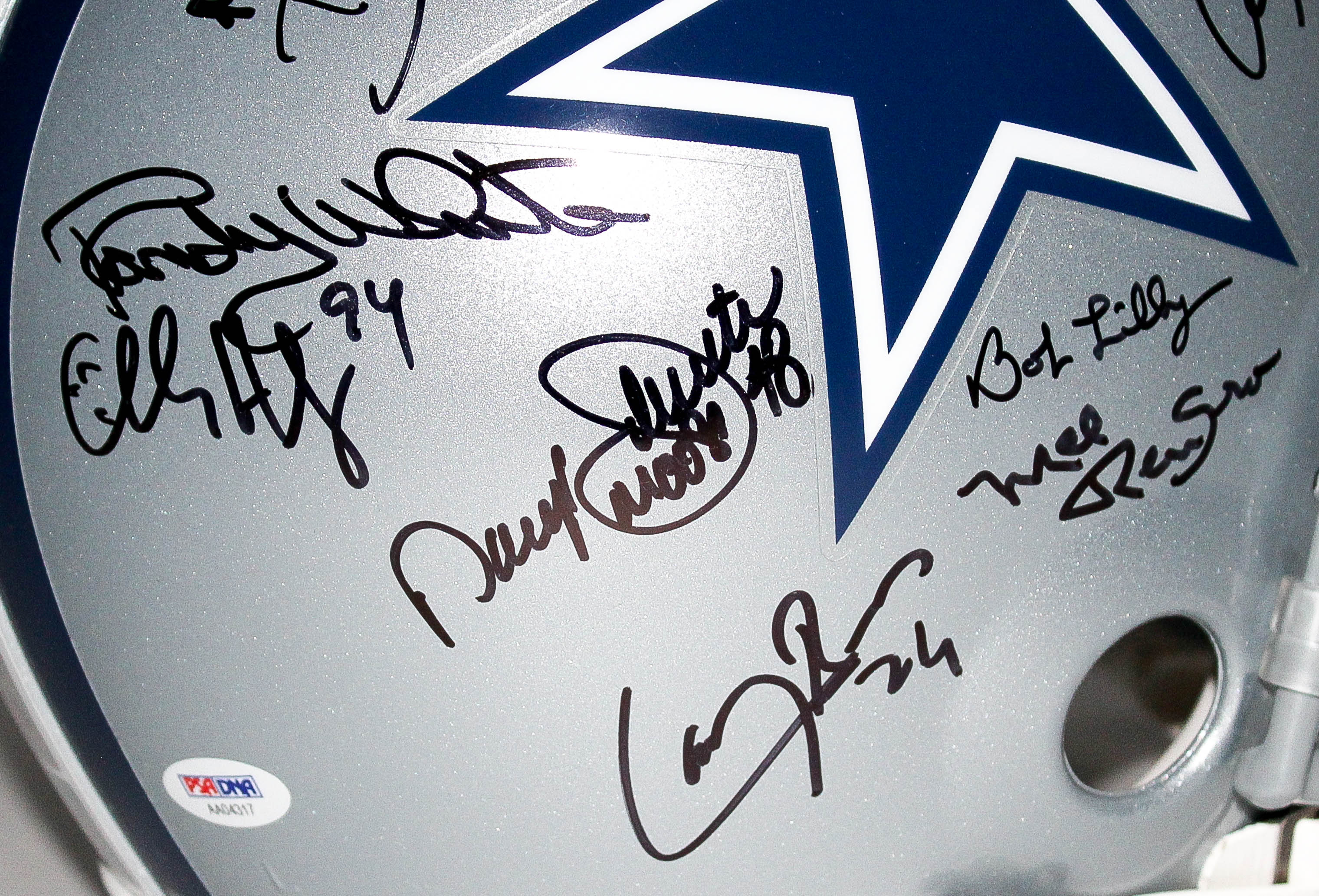 Cowboys Legends Full-Size Helmet Signed by (25) with Troy Aikman, Emmitt Smith, Roger Staubach, Michael Irvin, Daryl "Moose" Johnston, Ed "Too Tall" Jones (PSA LOA) at PristineAuction.com Cowboys Legends Full-Size Helmet Signed by (25) with Troy Aikman, Emmitt Smith, Roger Staubach, Michael Irvin, Daryl "Moose" Johnston, Ed "Too Tall" Jones (PSA LOA) at PristineAuction.com