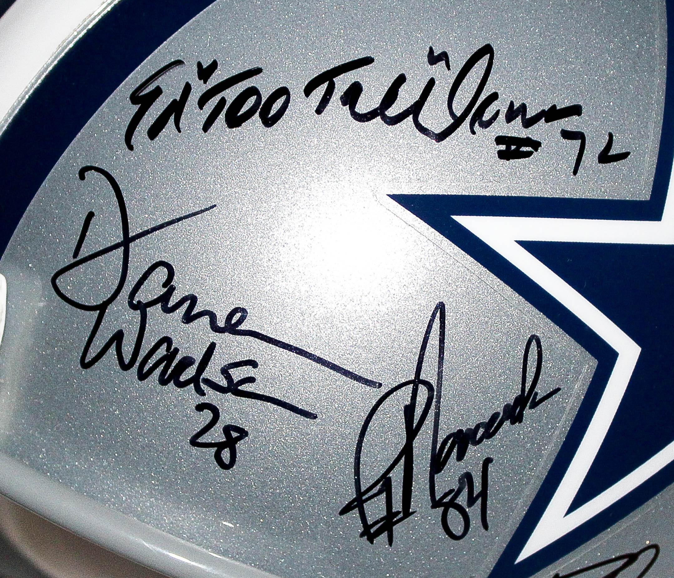 Cowboys Legends Full-Size Helmet Signed by (25) with Troy Aikman, Emmitt Smith, Roger Staubach, Michael Irvin, Daryl "Moose" Johnston, Ed "Too Tall" Jones (PSA LOA) at PristineAuction.com Cowboys Legends Full-Size Helmet Signed by (25) with Troy Aikman, Emmitt Smith, Roger Staubach, Michael Irvin, Daryl "Moose" Johnston, Ed "Too Tall" Jones (PSA LOA) at PristineAuction.com