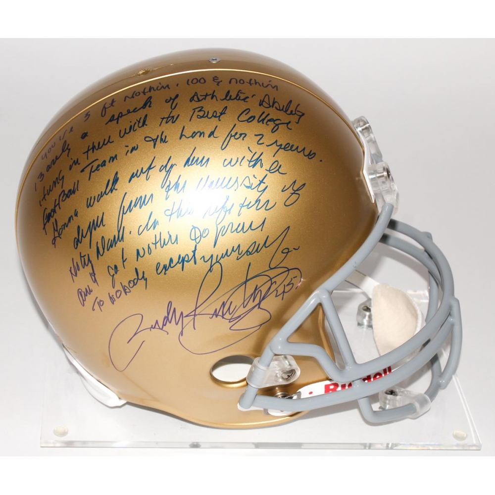 Rudy Ruettiger Signed FullSize Notre Dame Fighting Irish Helmet with