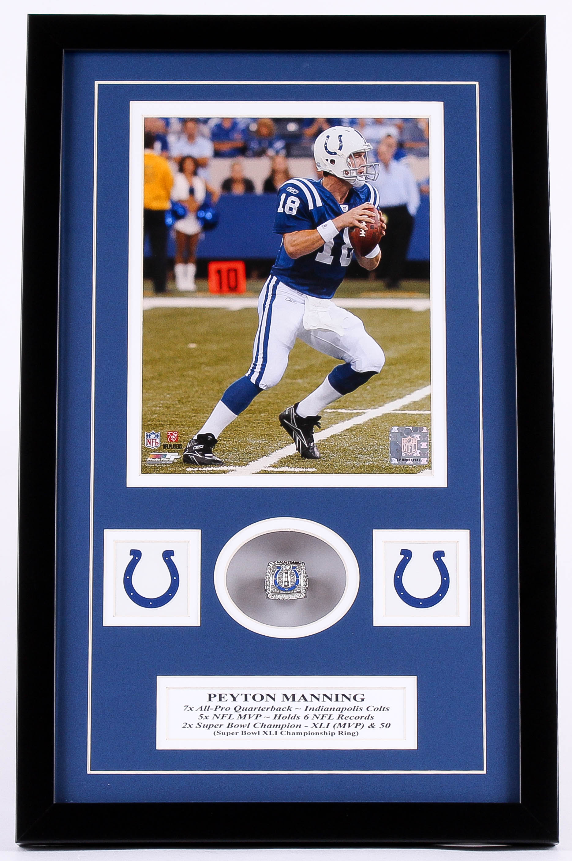 Peyton Manning Colts 14x22 Custom Framed Super Bowl XLI Championship Ring Display at PristineAuction.com Peyton Manning Colts 14x22 Custom Framed Super Bowl XLI Championship Ring Display at PristineAuction.com