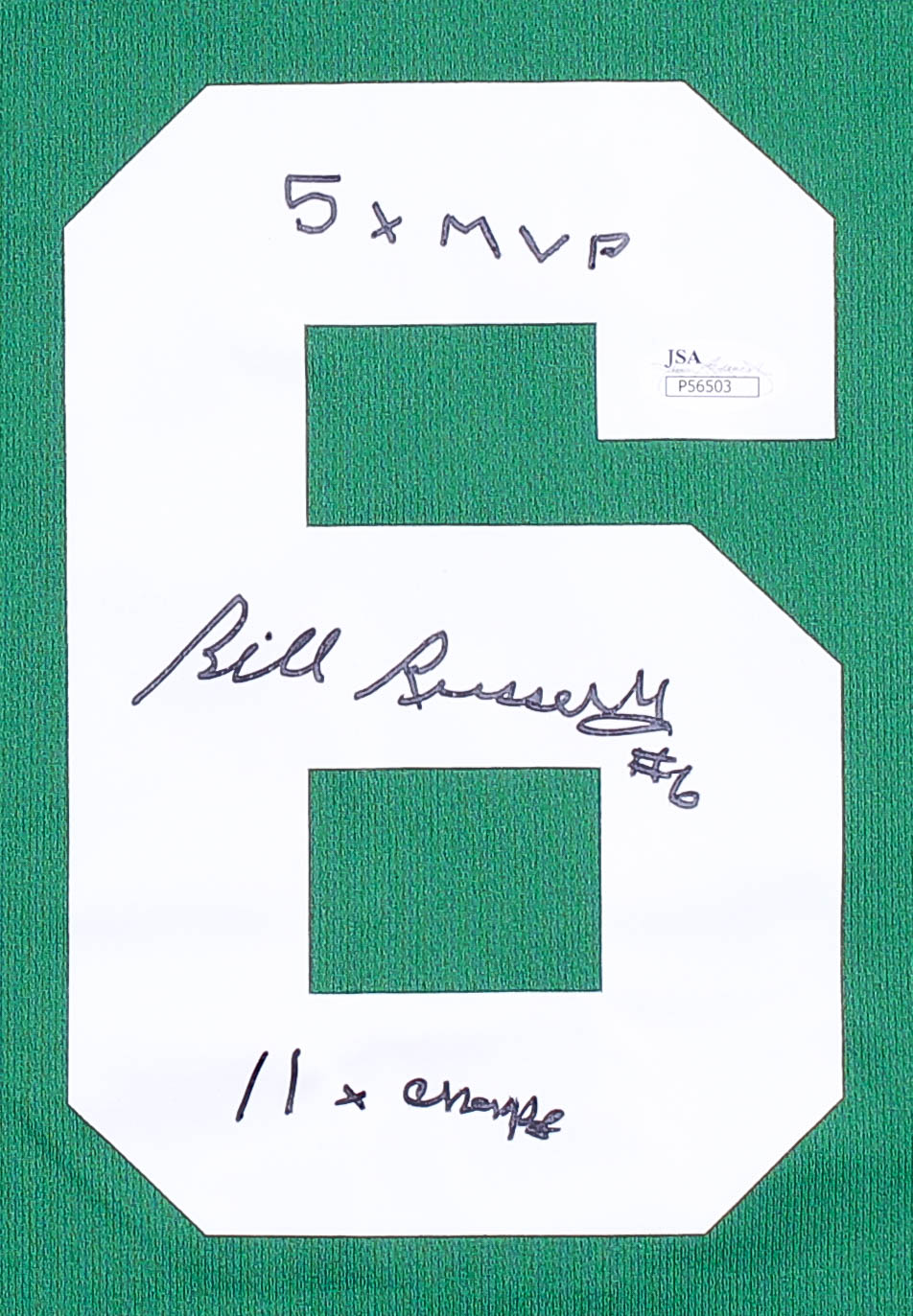 Bill Russell Signed Celtics Jersey Inscribed "5x MVP" & "11x NBA Champs" (JSA COA) at PristineAuction.com Bill Russell Signed Celtics Jersey Inscribed "5x MVP" & "11x NBA Champs" (JSA COA) at PristineAuction.com