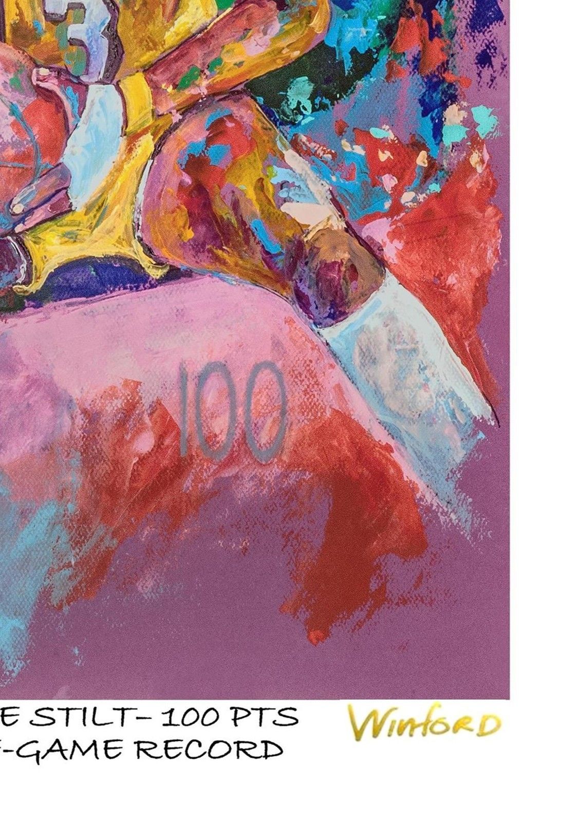 Wilt Chamberlain Lakers "Wilt The Stilt" 11x17 Signed Winford Limited Edition Lithograph #/199 (Winford) at PristineAuction.com Wilt Chamberlain Lakers "Wilt The Stilt" 11x17 Signed Winford Limited Edition Lithograph #/199 (Winford) at PristineAuction.com