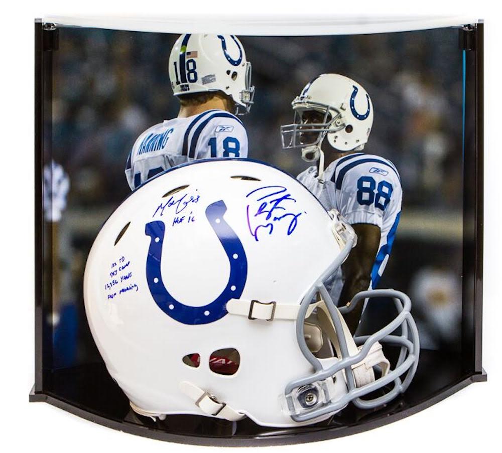 Peyton Manning & Marvin Harrison Signed LE Colts Full-Size Authentic Pro-Line Speed Helmet With (4) Inscriptions With Custom Curve Display Case (Steiner COA & Fanatics Hologram) at PristineAuction.com Peyton Manning & Marvin Harrison Signed LE Colts Full-Size Authentic Pro-Line Speed Helmet With (4) Inscriptions With Custom Curve Display Case (Steiner COA & Fanatics Hologram) at PristineAuction.com