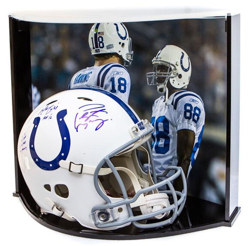 Peyton Manning & Marvin Harrison Signed LE Colts Full-Size Authentic Pro-Line Speed Helmet With (4) Inscriptions With Custom Curve Display Case (Steiner COA & Fanatics Hologram) at PristineAuction.com Peyton Manning & Marvin Harrison Signed LE Colts Full-Size Authentic Pro-Line Speed Helmet With (4) Inscriptions With Custom Curve Display Case (Steiner COA & Fanatics Hologram) at PristineAuction.com