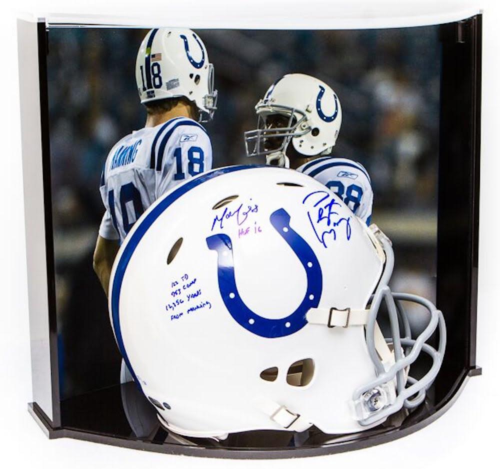 Peyton Manning & Marvin Harrison Signed LE Colts Full-Size Authentic Pro-Line Speed Helmet With (4) Inscriptions With Custom Curve Display Case (Steiner COA & Fanatics Hologram) at PristineAuction.com Peyton Manning & Marvin Harrison Signed LE Colts Full-Size Authentic Pro-Line Speed Helmet With (4) Inscriptions With Custom Curve Display Case (Steiner COA & Fanatics Hologram) at PristineAuction.com