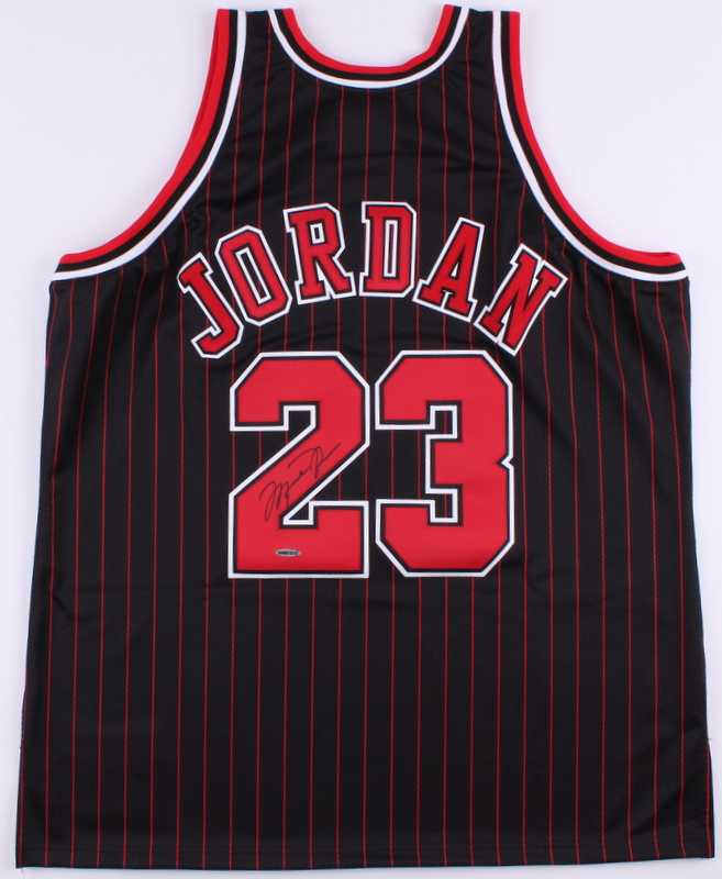 Michael Jordan Signed Bulls Authentic Mitchell & Ness Pinstripe Alternate Jersey (UDA COA) at PristineAuction.com Michael Jordan Signed Bulls Authentic Mitchell & Ness Pinstripe Alternate Jersey (UDA COA) at PristineAuction.com