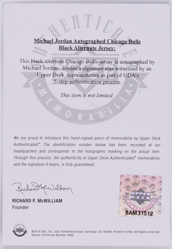 Michael Jordan Signed Bulls Authentic Mitchell & Ness Pinstripe Alternate Jersey (UDA COA) at PristineAuction.com Michael Jordan Signed Bulls Authentic Mitchell & Ness Pinstripe Alternate Jersey (UDA COA) at PristineAuction.com