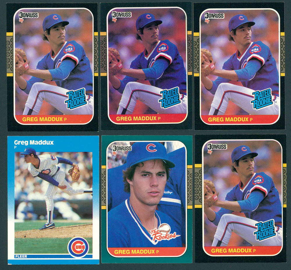 Lot of (6) Greg Maddux Rookie Baseball Cards with (4) 1987 Donruss #36 RC, 1987 Fleer #U-68 RC & 1987 Donruss #52 RC at PristineAuction.com Lot of (6) Greg Maddux Rookie Baseball Cards with (4) 1987 Donruss #36 RC, 1987 Fleer #U-68 RC & 1987 Donruss #52 RC at PristineAuction.com