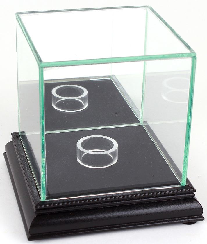 Premium Single Baseball Glass Display Case with Black Suede & Black Wood Base & Mirrored Back at PristineAuction.com Premium Single Baseball Glass Display Case with Black Suede & Black Wood Base & Mirrored Back at PristineAuction.com