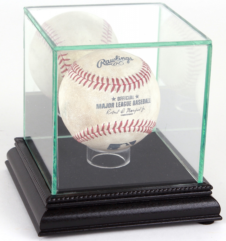 Premium Single Baseball Glass Display Case with Black Suede & Black