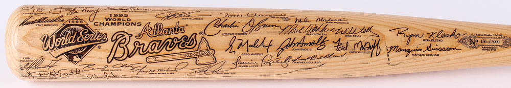 Atlanta Braves 1995 World Series LE Commemorative Custom Engraved Baseball Bat at PristineAuction.com Atlanta Braves 1995 World Series LE Commemorative Custom Engraved Baseball Bat at PristineAuction.com