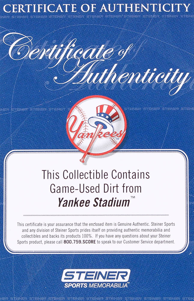 Derek Jeter Moments: 'The Farewell Speech' 8x10 Photo Plaque with Game-Used Yankee Stadium Dirt (Steiner COA & MLB Hologram) at PristineAuction.com Derek Jeter Moments: 'The Farewell Speech' 8x10 Photo Plaque with Game-Used Yankee Stadium Dirt (Steiner COA & MLB Hologram) at PristineAuction.com