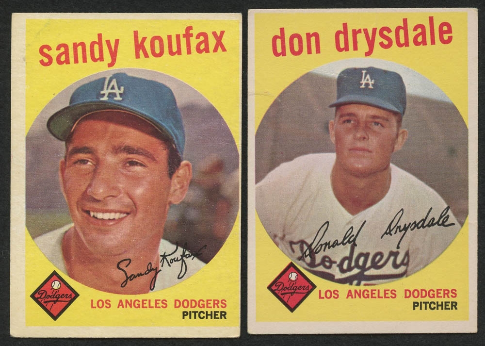 Lot Of 2 1959 Topps Baseball Cards With 163 Sandy Koufax 387 Don 