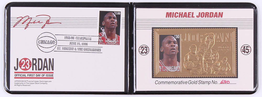 Michael Jordan LE FDC Commemorative Gold Stamp (SSCA COA) at PristineAuction.com Michael Jordan LE FDC Commemorative Gold Stamp (SSCA COA) at PristineAuction.com