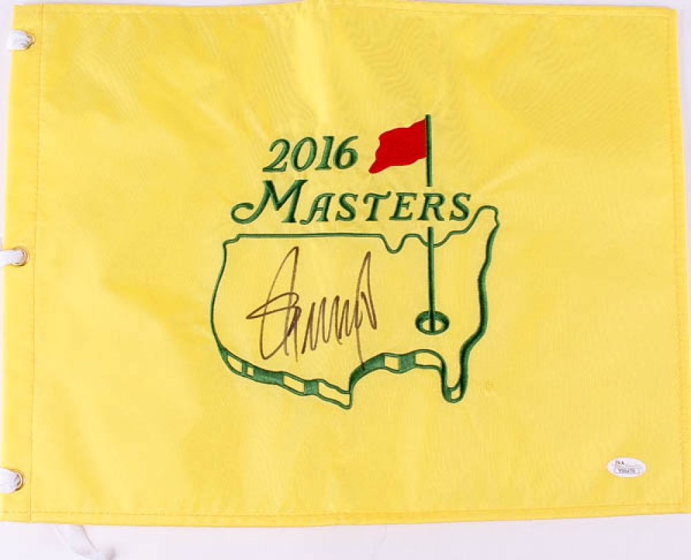 Donald Trump Signed 2016 Masters Golf Pin Flag (JSA LOA) Pristine Auction