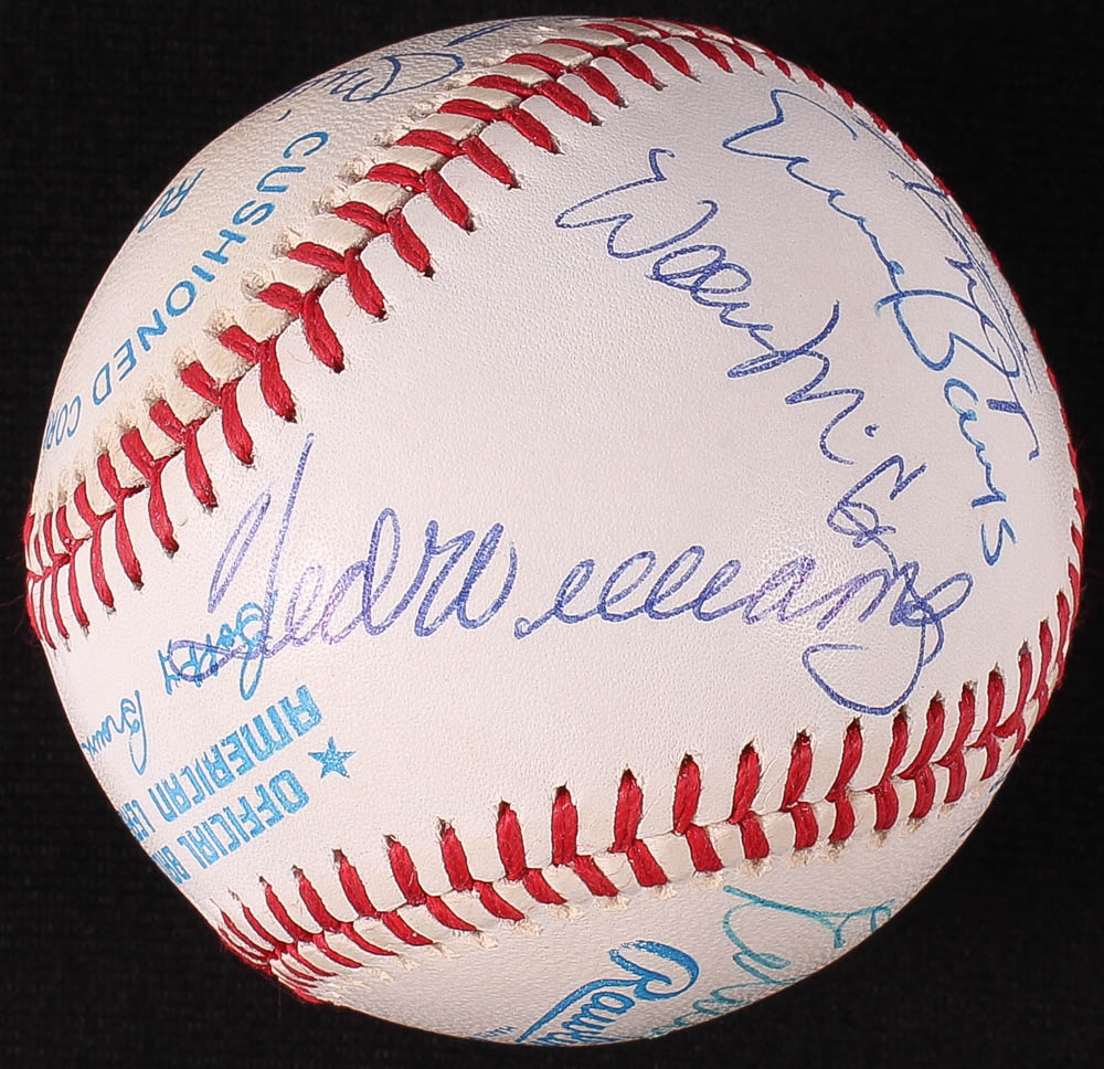 500 Home Run Club Hall of Famers Multi-Signed OAL Baseball Signed by (11) with Ted Williams, Mickey Mantle, Eddie Mathews, Frank Robinson, Willie Mays, Harmon Killebrew (JSA LOA) at PristineAuction.com 500 Home Run Club Hall of Famers Multi-Signed OAL Baseball Signed by (11) with Ted Williams, Mickey Mantle, Eddie Mathews, Frank Robinson, Willie Mays, Harmon Killebrew (JSA LOA) at PristineAuction.com