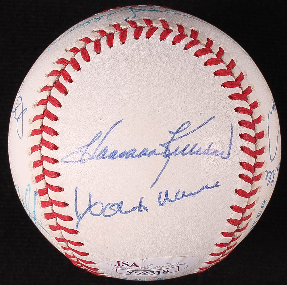 500 Home Run Club Hall of Famers Multi-Signed OAL Baseball Signed by (11) with Ted Williams, Mickey Mantle, Eddie Mathews, Frank Robinson, Willie Mays, Harmon Killebrew (JSA LOA) at PristineAuction.com 500 Home Run Club Hall of Famers Multi-Signed OAL Baseball Signed by (11) with Ted Williams, Mickey Mantle, Eddie Mathews, Frank Robinson, Willie Mays, Harmon Killebrew (JSA LOA) at PristineAuction.com