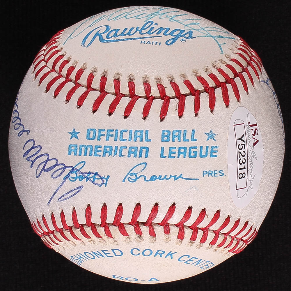 500 Home Run Club Hall of Famers Multi-Signed OAL Baseball Signed by (11) with Ted Williams, Mickey Mantle, Eddie Mathews, Frank Robinson, Willie Mays, Harmon Killebrew (JSA LOA) at PristineAuction.com 500 Home Run Club Hall of Famers Multi-Signed OAL Baseball Signed by (11) with Ted Williams, Mickey Mantle, Eddie Mathews, Frank Robinson, Willie Mays, Harmon Killebrew (JSA LOA) at PristineAuction.com