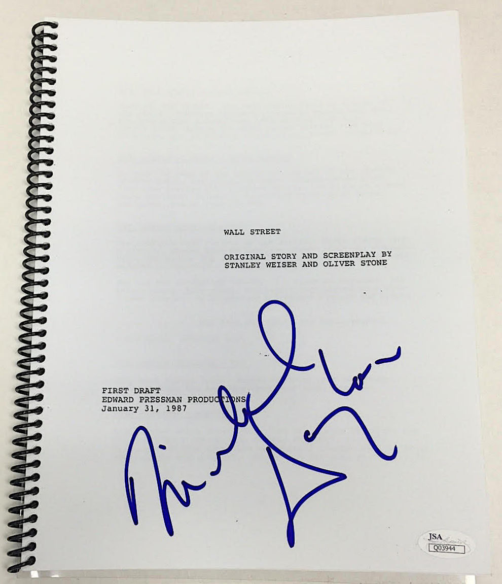 Michael Douglas Signed "Wall Street" Full Movie Script (JSA COA) at PristineAuction.com Michael Douglas Signed "Wall Street" Full Movie Script (JSA COA) at PristineAuction.com