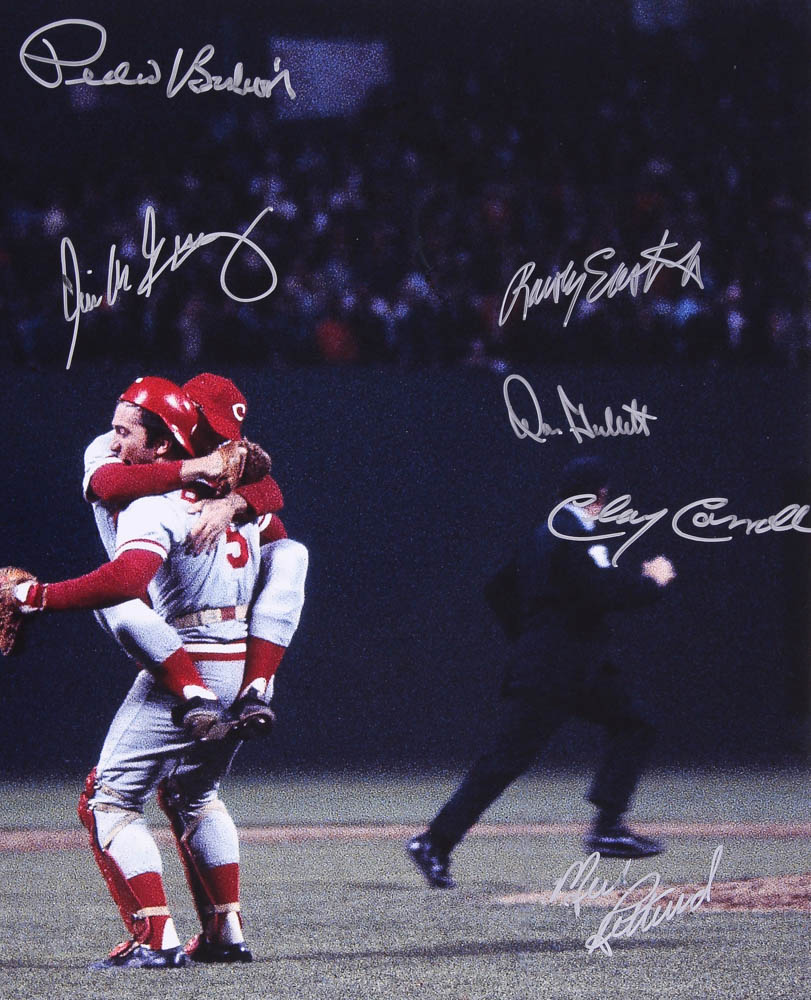 Tom Carroll Reds 1975 Cincinnati Reds Team signed 16x20 Photo with (12) Signatures ...