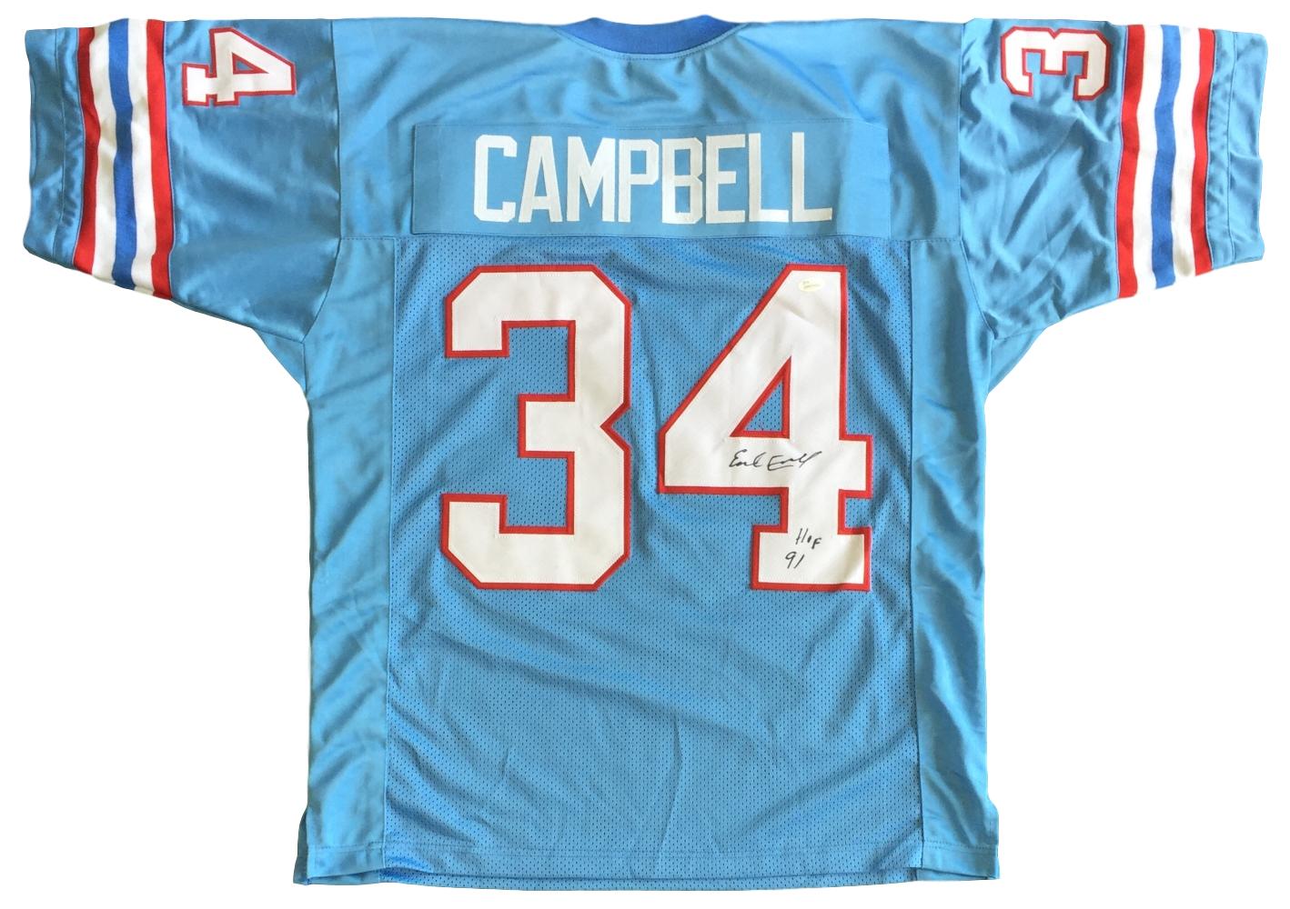 Earl Campbell Signed Oilers Jersey Inscribed "HOF 91" (JSA COA) at PristineAuction.com Earl Campbell Signed Oilers Jersey Inscribed "HOF 91" (JSA COA) at PristineAuction.com