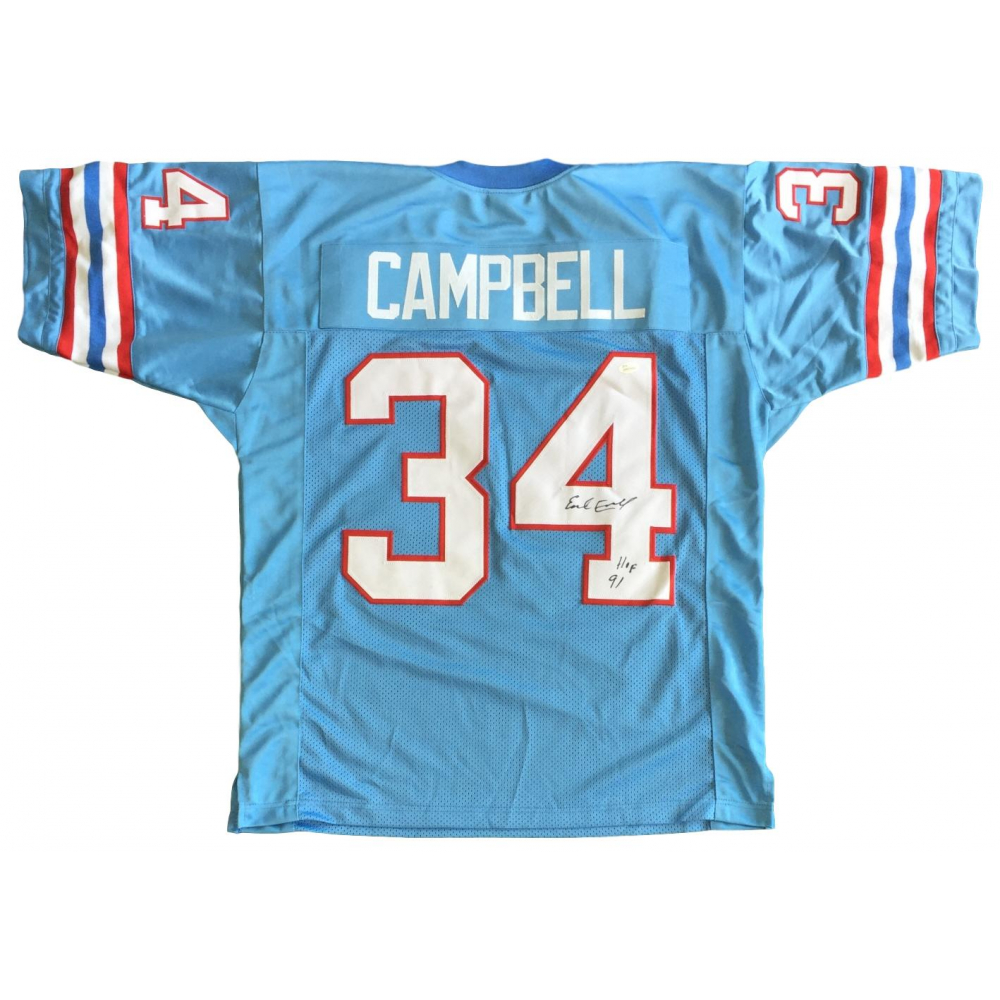 Earl Campbell Signed Oilers Jersey Inscribed "HOF 91" (JSA COA