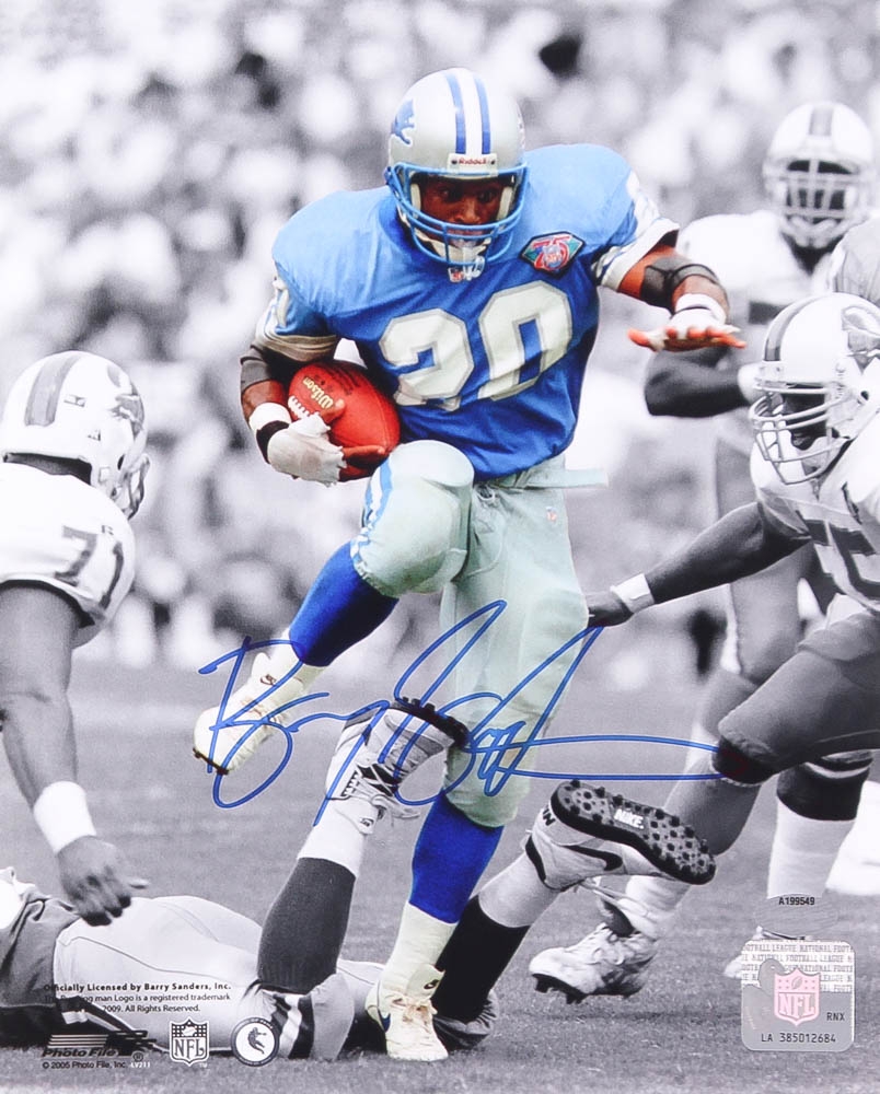 Authentic Barry Sanders Autographed Nameplate - For Display With Lions Jersey, Helmet, Or Photo