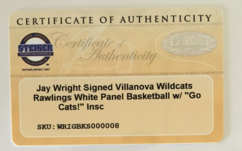 Jay Wright Signed 2016 National Champions Villanova Wildcats Logo Basketball Inscribed "Go Cats" (Steiner COA) at PristineAuction.com Jay Wright Signed 2016 National Champions Villanova Wildcats Logo Basketball Inscribed "Go Cats" (Steiner COA) at PristineAuction.com