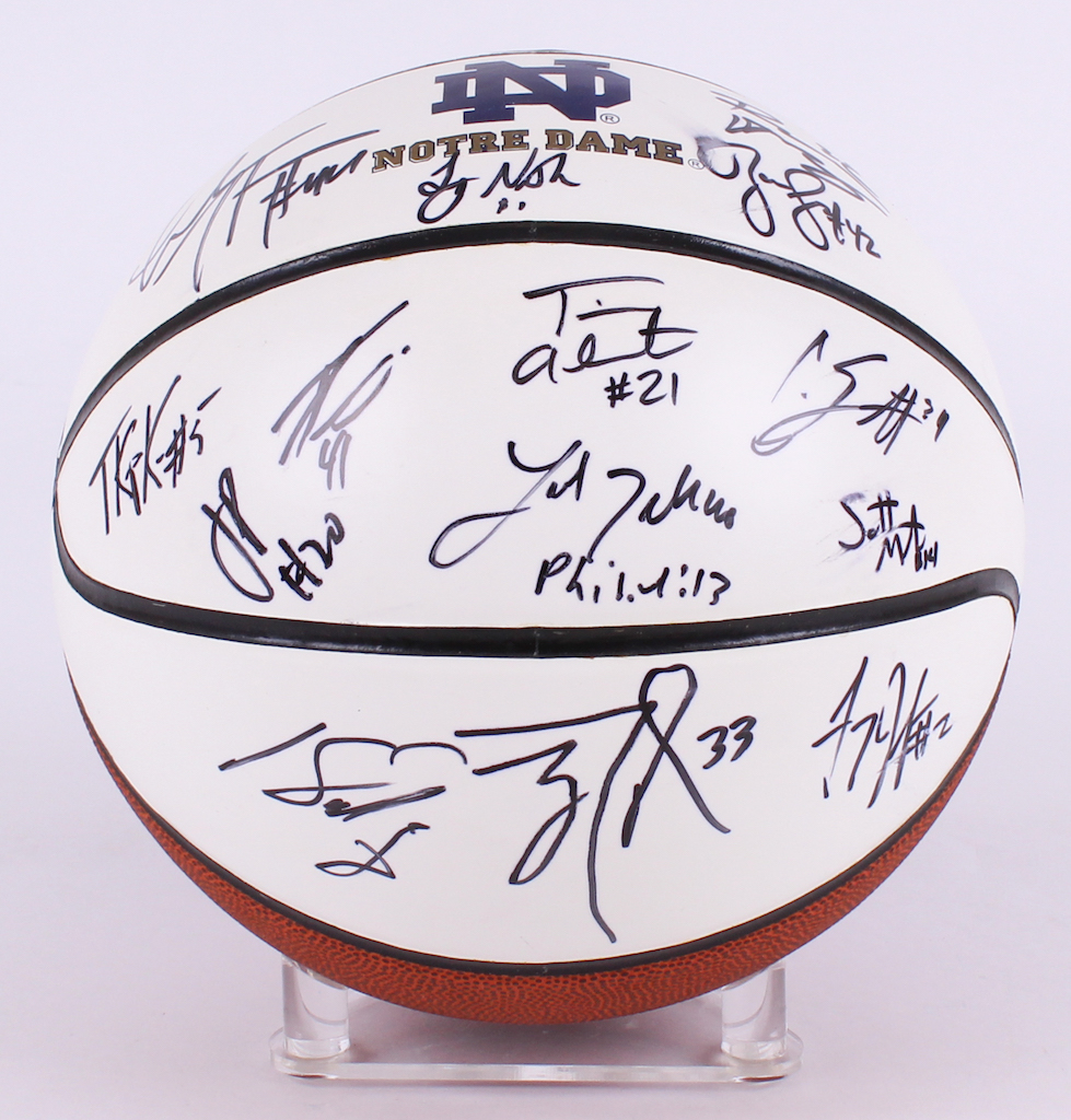 Multi-Signed Notre Dame Logo Basketball Including (14) Luke Harangody, Ben Hansbrough, Tim Abromaitis, Zach Hillesland, Tim Andree, Jonathan Peoples (Steiner COA) at PristineAuction.com Multi-Signed Notre Dame Logo Basketball Including (14) Luke Harangody, Ben Hansbrough, Tim Abromaitis, Zach Hillesland, Tim Andree, Jonathan Peoples (Steiner COA) at PristineAuction.com