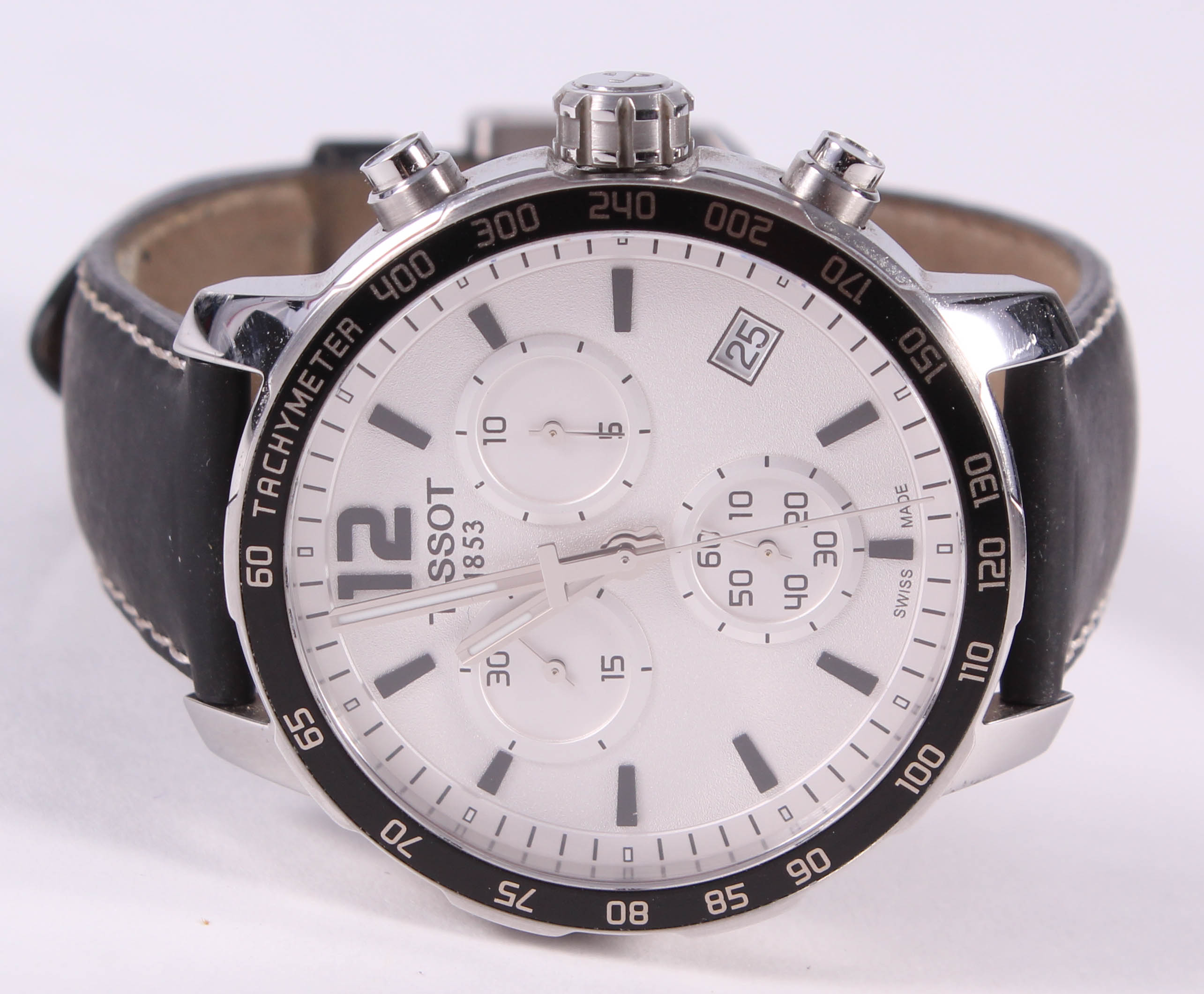 Tissot 1853 T-Sport Chronograph Leather Wrist Watch Set Tachymeter T095417 with Case at PristineAuction.com Tissot 1853 T-Sport Chronograph Leather Wrist Watch Set Tachymeter T095417 with Case at PristineAuction.com