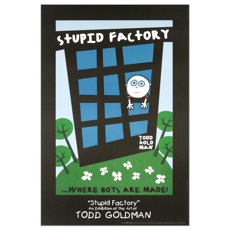 Todd Goldman "Stupid Factory, Where Boys Are Made" 24x36 Fine Art Lithograph Poster at PristineAuction.com Todd Goldman "Stupid Factory, Where Boys Are Made" 24x36 Fine Art Lithograph Poster at PristineAuction.com