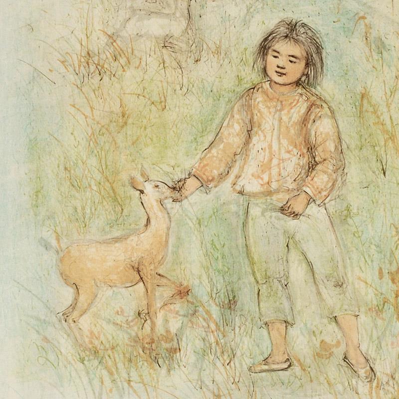 "The Forest Friend" LE 20x30 Lithograph by Edna Hibel (Artova) at PristineAuction.com "The Forest Friend" LE 20x30 Lithograph by Edna Hibel (Artova) at PristineAuction.com