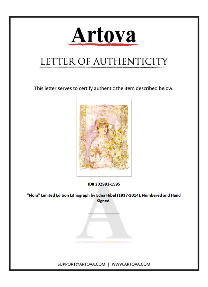 "Flora" LE 25x35 Lithograph by Edna Hibel (Artova) at PristineAuction.com "Flora" LE 25x35 Lithograph by Edna Hibel (Artova) at PristineAuction.com