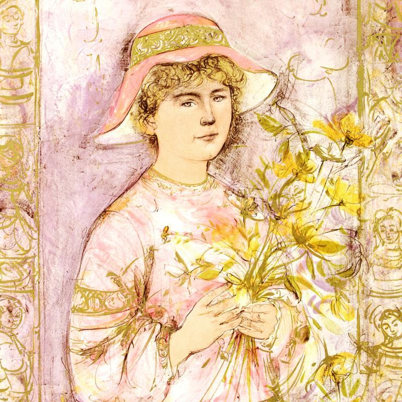 "Flora" LE 25x35 Lithograph by Edna Hibel (Artova) at PristineAuction.com "Flora" LE 25x35 Lithograph by Edna Hibel (Artova) at PristineAuction.com