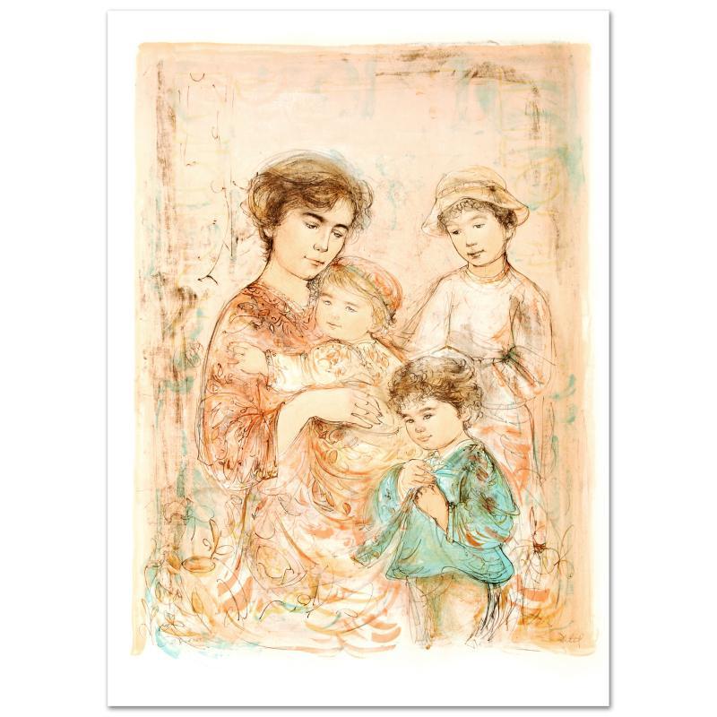 "Lotte and Her Children" LE 30x42 Lithograph by Edna Hibel (Artova) at PristineAuction.com "Lotte and Her Children" LE 30x42 Lithograph by Edna Hibel (Artova) at PristineAuction.com