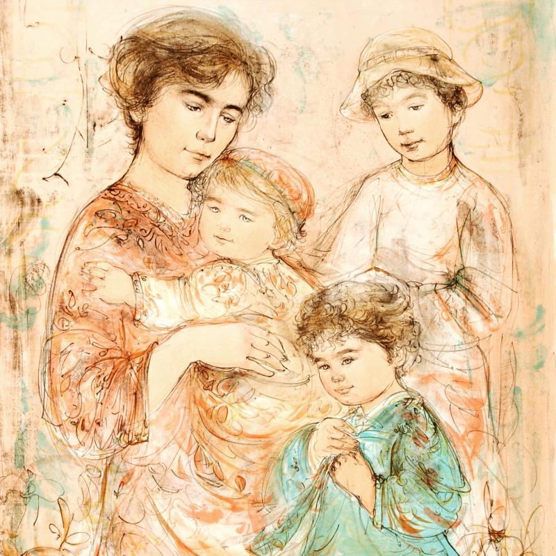 "Lotte and Her Children" LE 30x42 Lithograph by Edna Hibel (Artova) at PristineAuction.com "Lotte and Her Children" LE 30x42 Lithograph by Edna Hibel (Artova) at PristineAuction.com