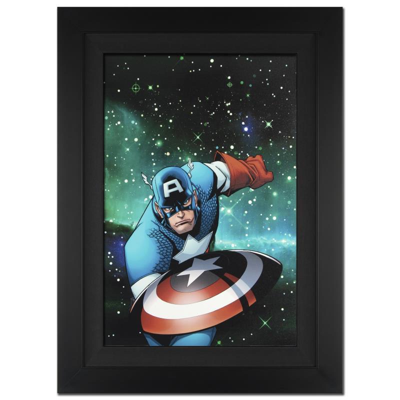 Stan Lee Signed Marvel Comics "Captain America and the Korvac Saga #1" 29x40 Giclee on Canvas by Craig Rousseau (Limited Edition # of 4) at PristineAuction.com Stan Lee Signed Marvel Comics "Captain America and the Korvac Saga #1" 29x40 Giclee on Canvas by Craig Rousseau (Limited Edition # of 4) at PristineAuction.com
