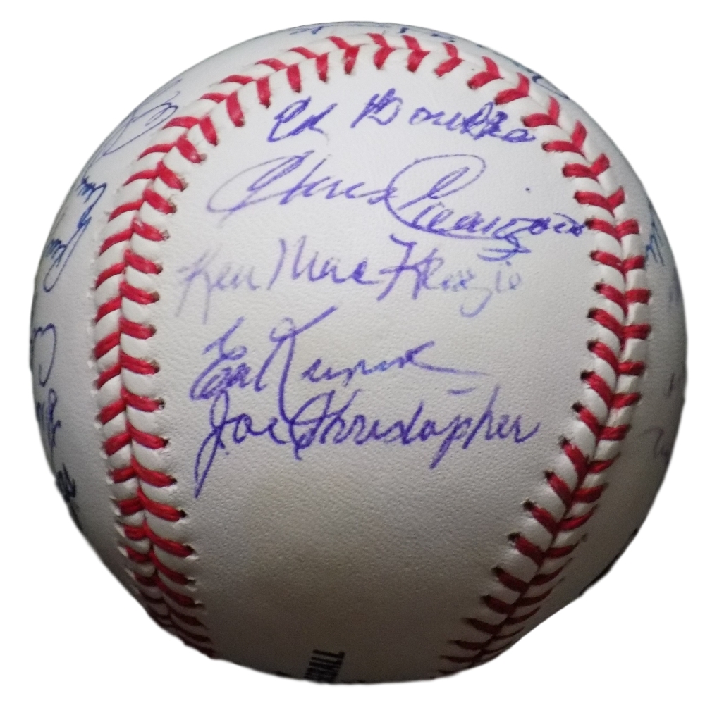 1962 New York Mets Team Signed OML Baseball Signed by (19) with Jay Hook, Frank Thomas, Cliff Cook, Ray Daviault (MLB Hologram) at PristineAuction.com 1962 New York Mets Team Signed OML Baseball Signed by (19) with Jay Hook, Frank Thomas, Cliff Cook, Ray Daviault (MLB Hologram) at PristineAuction.com