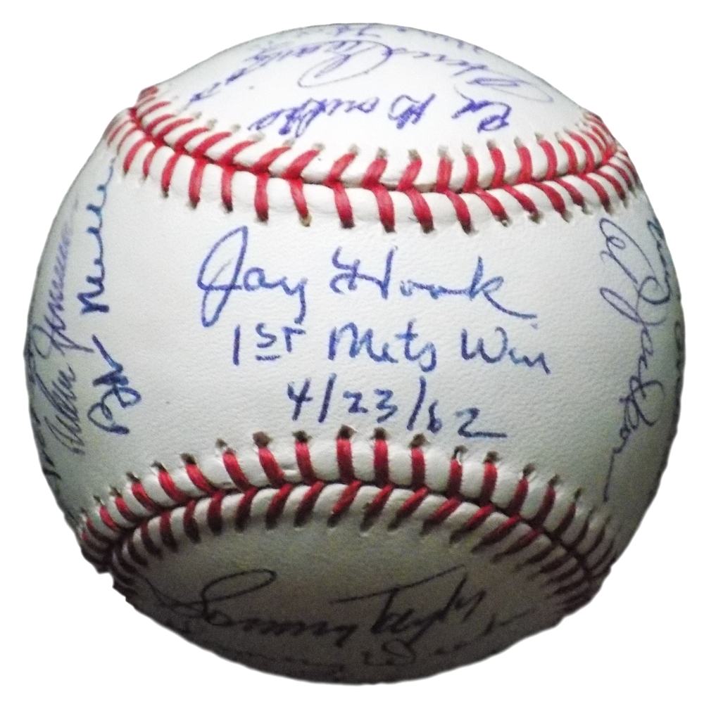 1962 New York Mets Team Signed OML Baseball Signed by (19) with Jay Hook, Frank Thomas, Cliff Cook, Ray Daviault (MLB Hologram) at PristineAuction.com 1962 New York Mets Team Signed OML Baseball Signed by (19) with Jay Hook, Frank Thomas, Cliff Cook, Ray Daviault (MLB Hologram) at PristineAuction.com