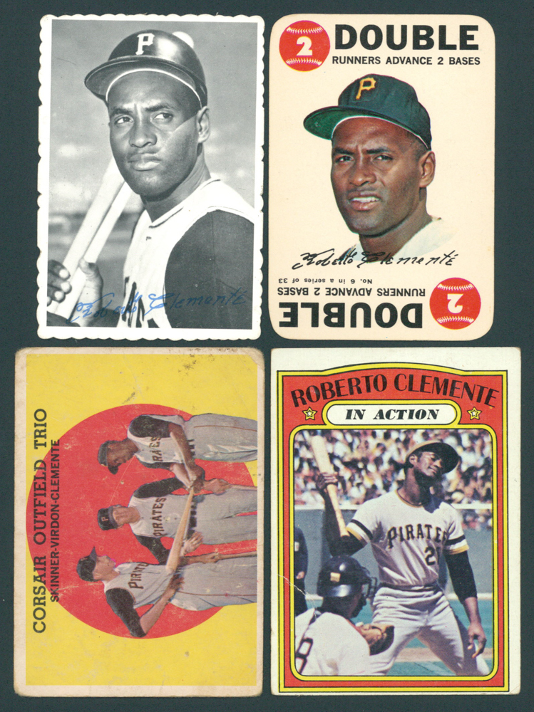 Lot of (4) Roberto Clemente Baseball Cards with 1972 Topps #310, 1969 Topps Deckle Edge #27, 1968 Topps Game #6 at PristineAuction.com Lot of (4) Roberto Clemente Baseball Cards with 1972 Topps #310, 1969 Topps Deckle Edge #27, 1968 Topps Game #6 at PristineAuction.com