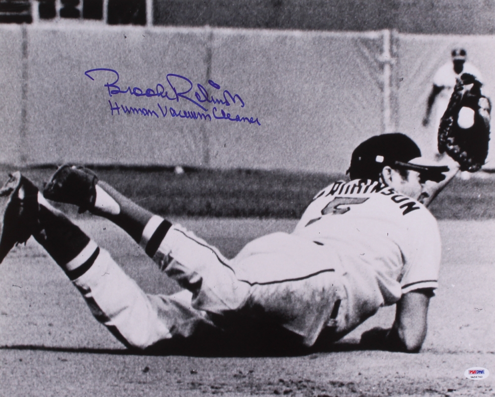 Brooks Robinson Signed Orioles 16x20 Photo Inscribed "Human Vacuum